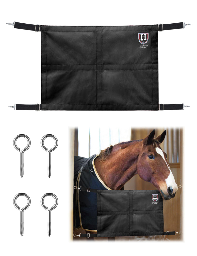 Harrison Howard Stall Guard for Horses Adjustable Straps and Sturdy Spring Hooks Included Stall Guard for Horse Barn, Black - PawsPlanet Australia