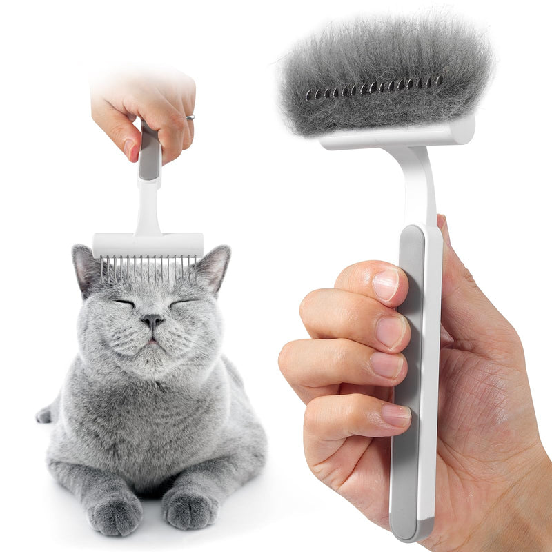 Undercoat Rake for Cats & Small/Medium Dogs - Deshedding Brush Dematting Comb for Pets Remove Loose Hair & Matted Fur, Deshedding Grooming Tool for Kitten, Puppy, and Horses(Grey) Grey - PawsPlanet Australia