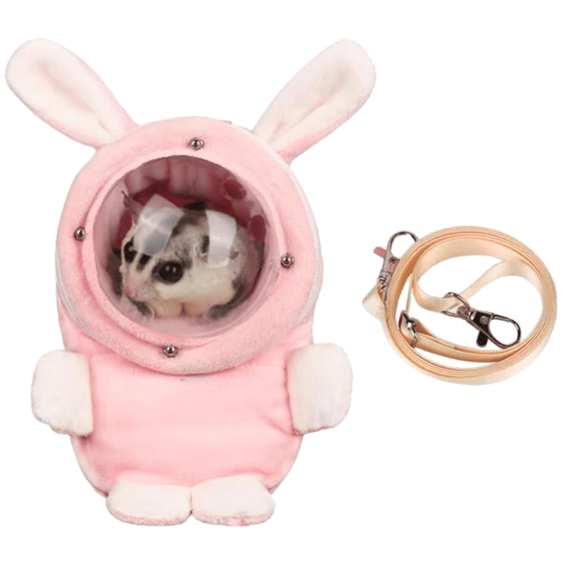 Sugar Glider Bonding Pouch Bonding Pouch Carry for Rat Syrian Hamster Hedgehog Small Pocket Pets, Gerbil Travel Bag Cute Bunny-Shaped Outing Bag with Large Transparent Window (Pink,Small) Pink - PawsPlanet Australia
