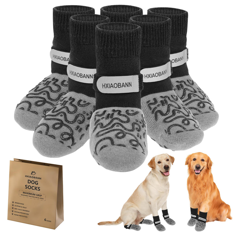 6PCS HXIAOBANN Dog Socks to Prevent Licking Paws, Dog Socks for Hardwood Floors Anti Slip, Reflective Straps, Socks for Dogs, Dog Paw Protector, Non Slip Dog Socks for Small, Medium, Large Dogs(S) S - PawsPlanet Australia