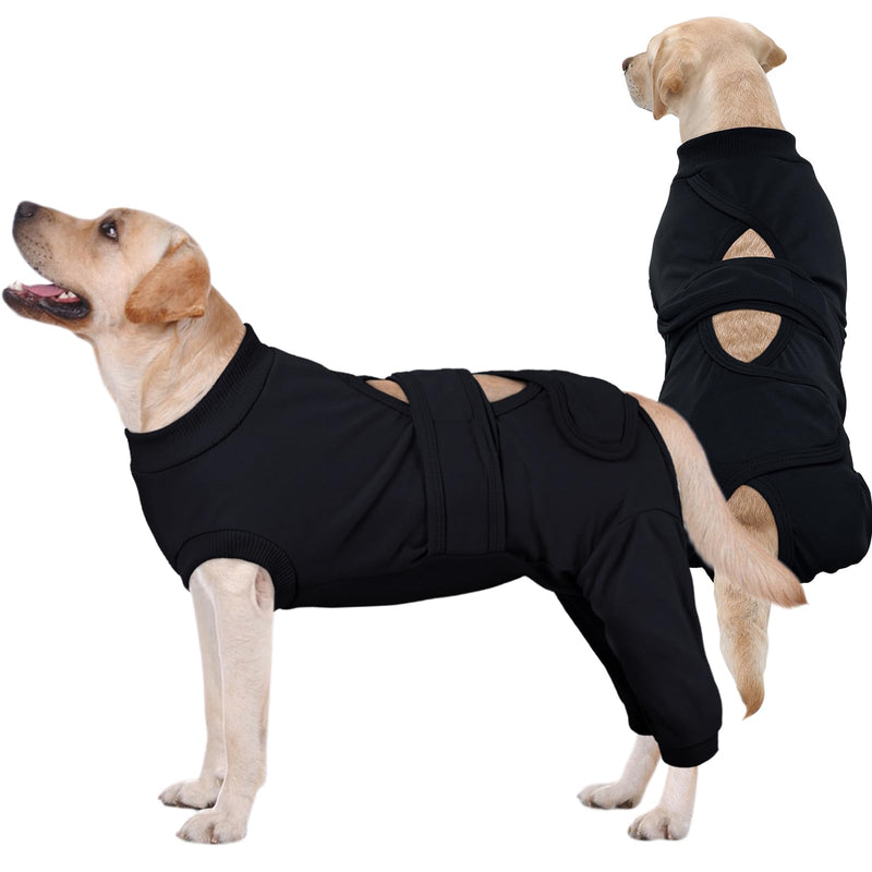 Kuoser Dog Surgery Suit Female Spay, Male Dog Recovery Sleeve Back Leg, Thigh Wound Protective Recovery Suit for Dogs, Dog Rear Leg Sleeve to Stop Licking, Pet Surgical Suit Puppy Onesie Bodysuit L Black - PawsPlanet Australia