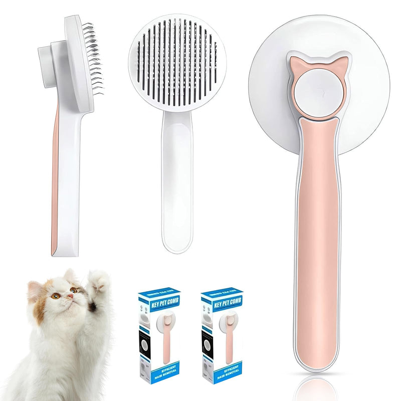 Pet Grooming Brush, Self Cleaning Slicker Brush for Dogs Cats, Gently Removes Loose Undercoat, Mats Tangled Hair, for Pet Massage- Upgraded (Pink) - PawsPlanet Australia