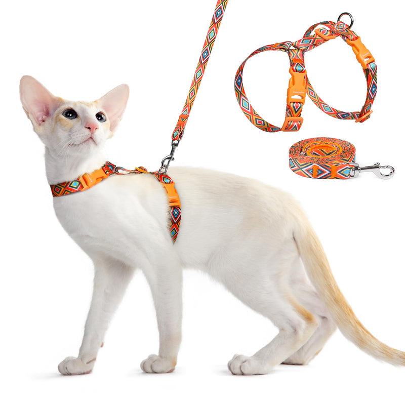 Dooradar Cat Harness and Leash, Escape Proof Adjustable Kitten Vest, Lightweight Soft Pet Straps, Easy Wearing for Small Medium Kitty Safe Walking Travel Control, Orange & Black, S - PawsPlanet Australia