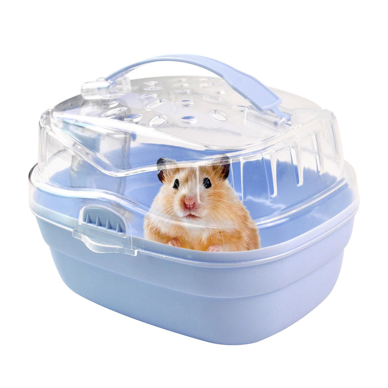 Hamster Carrier Cage with Water Bottle,Portable Hamsters Travel Cage Plastic Guinea Pig Carrying Cases Small Animal Carry Cage for Dwarf Hamsters Chinchillas Hedgehog Mouse(Blue) 【Blue】 - PawsPlanet Australia