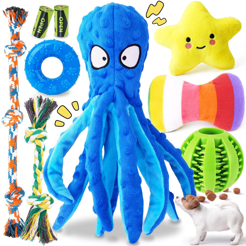 KIPRITII 9-Pack Interactive Puppy Dog Toys for Small Dogs No-Stuffing Squeaky Octopus-Shaped Toy, Cute Plush & Engaging Chew Toys for Puppy Teething to Keep Them Busy - PawsPlanet Australia