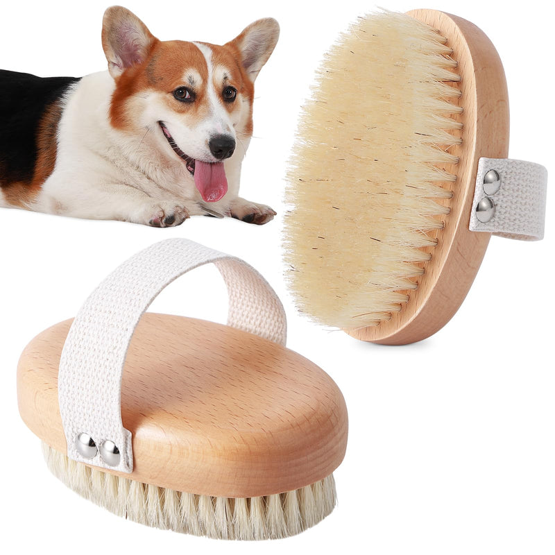 Soft Boar Bristle Pet Palm Brush for Short Haired Dogs and Cats with Band, Reduce Shedding, Ergonomic Dog Brush, Easy to Hold and Reduces Stress On Your Wrist | Ideal for Daily Grooming Wood - PawsPlanet Australia