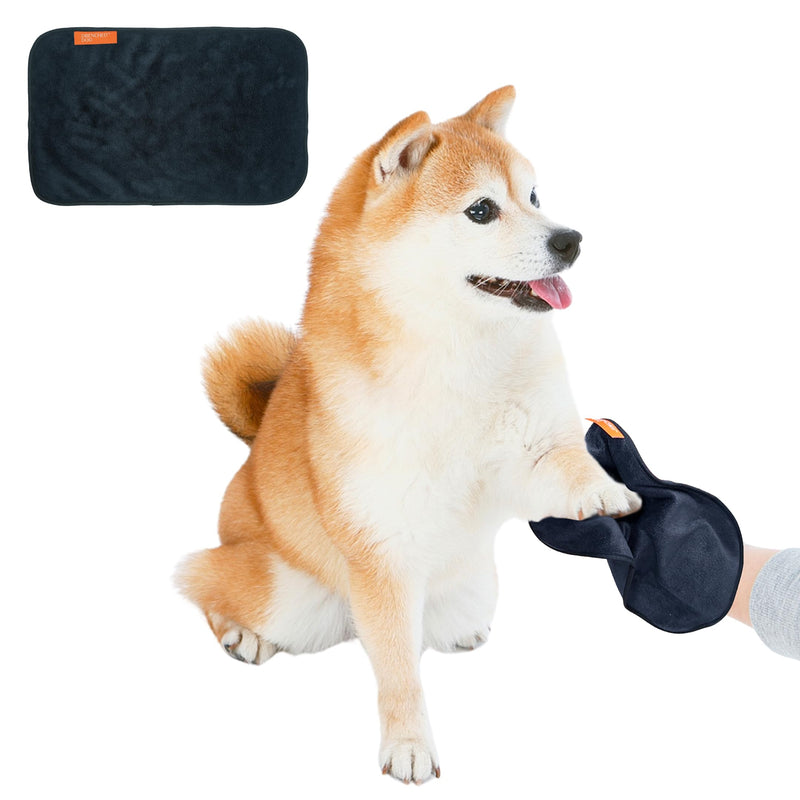 Paw Towel for Drying Small Dogs Paws and Legs - Ultra-Soft Microfiber, Super Absorbent, Quick Dry and Machine Washable – Must Have for Pets After Walk – Hand Size – Black – 9.5x15 in - PawsPlanet Australia
