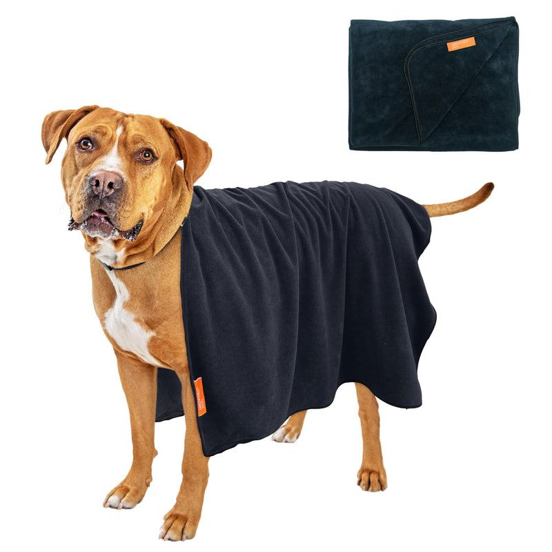 Bath Towel for Drying Large Dogs – Ultra-Soft Heavy Duty Microfiber – Super Absorbent Dog Towel – Quick Dry and Machine Washable – Must Have Pet Bathing Supplies – Black – 31x47in – 5.6oz - PawsPlanet Australia