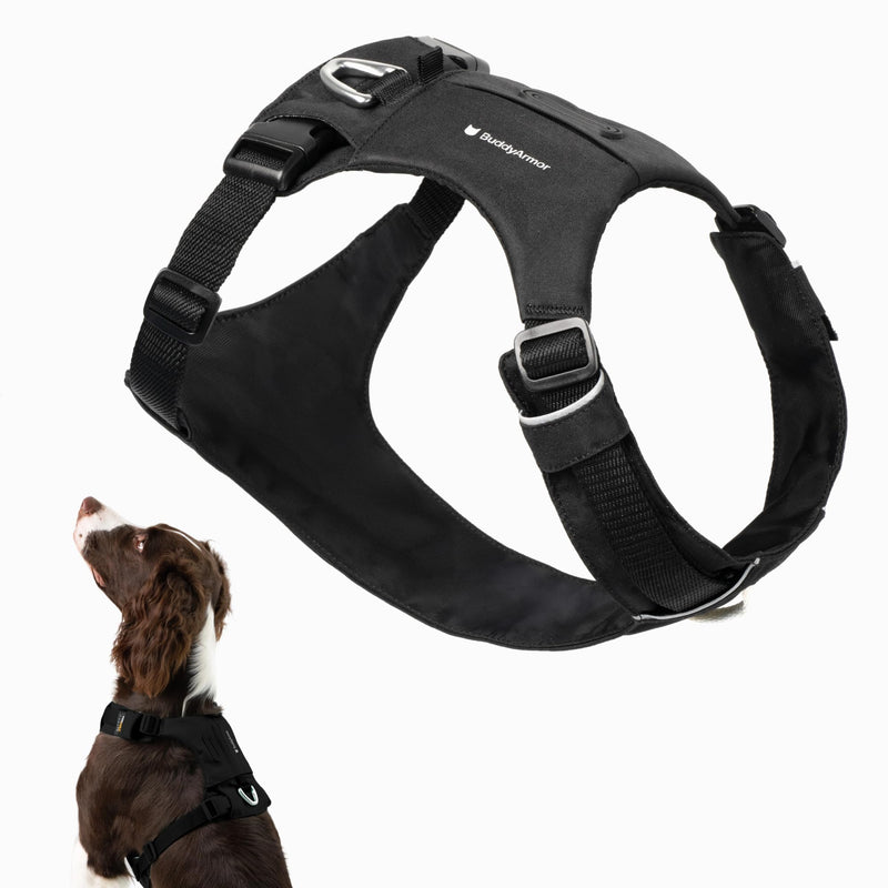 Dog Harness, Lightweight No Pull Vest Harness, Pet Harness with Pocket, Dog Vest with Two Leash Attachment, Dog Training Harness for Outdoor Walking Running, Hiking (Midnight Black, M) Midnight Black - PawsPlanet Australia
