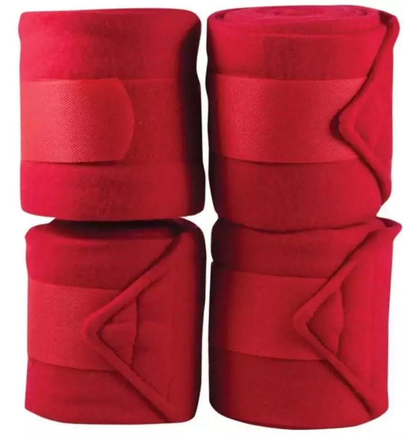 Fleece Horse Polo Wraps Set of 4 Bandages 4" Width, 3 Meters Length (Red) - PawsPlanet Australia