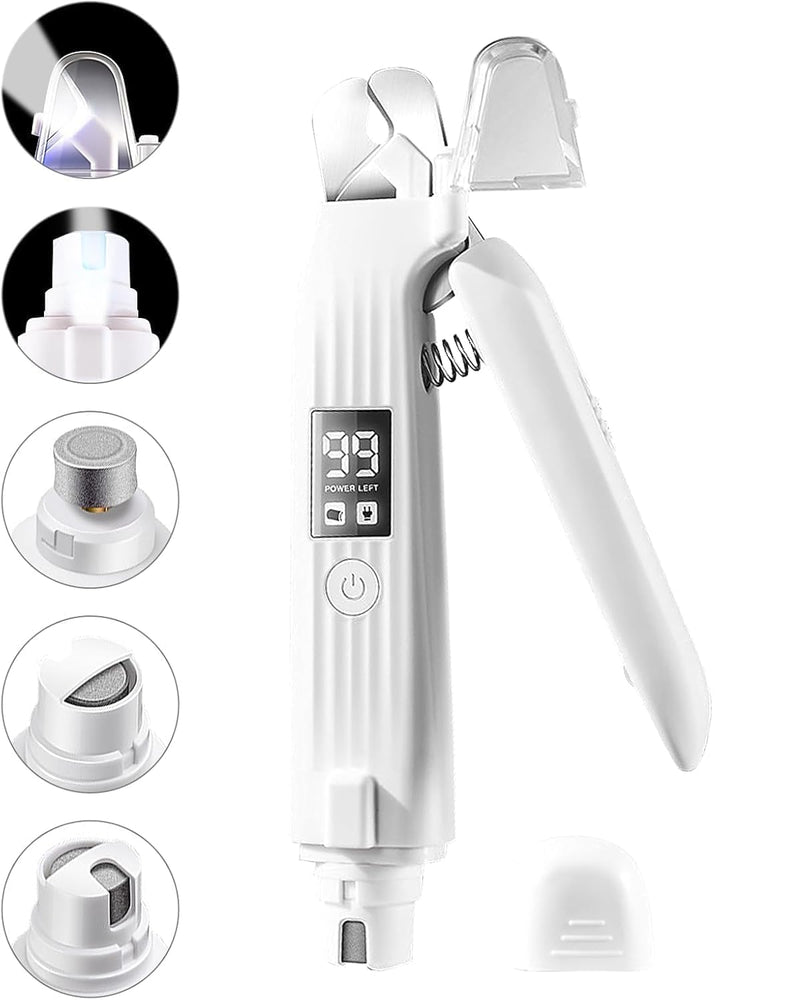 Dog & Cat Nail Clipper and Grinder 2 in 1,Rechargeable with Multiple Sanding Ports and Splash Guard. LED Light on Both Ends,Comes with a Screen to Display Power and Working Status - PawsPlanet Australia