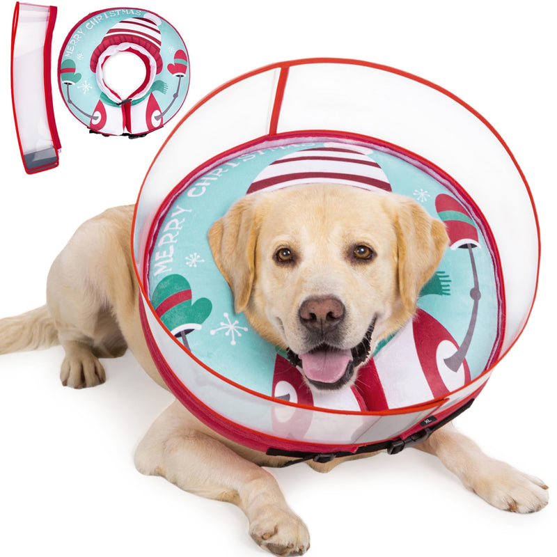Dog Cone Inflatable Donut to Stop Licking After Surgery, Soft Dog Cone Collar with Anti-Licking Guard Shield, Protective Pillow Cone for Large Medium Small Dogs (Snowman, Large) Snowman - PawsPlanet Australia