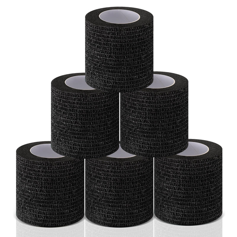 6 Rolls Self Adhesive Bandages Wrap No Chew Bandage for Pets Bitter Bandage Wrap for Dogs and Cats Wound Wrap 2 Inches x 5 Yd(Black) black - PawsPlanet Australia