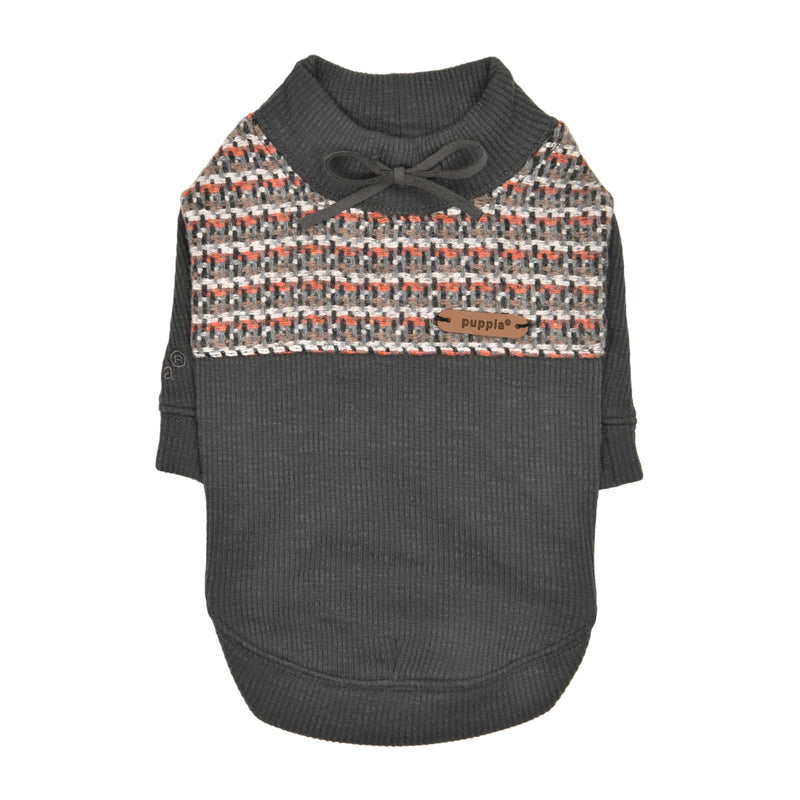 Puppia Yule Winter Round Neck Shirts Checkered Pattern for Small and Medium Dogs, Dark Grey, Large - PawsPlanet Australia