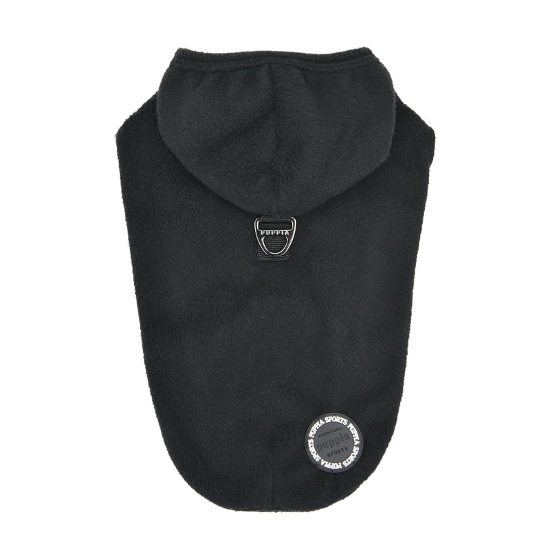 Puppia Zuko Warm Winter Hooded Polar Fleece Shirts with Integrated Harness for Small and Medium Dogs, Black, Medium - PawsPlanet Australia