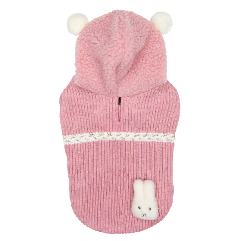 Pinkaholic New York Willow Cute Winter Hooded Shirts Flat Vertical Ribs Pattern for Small and Medium Dogs, Indian Pink, Medium - PawsPlanet Australia