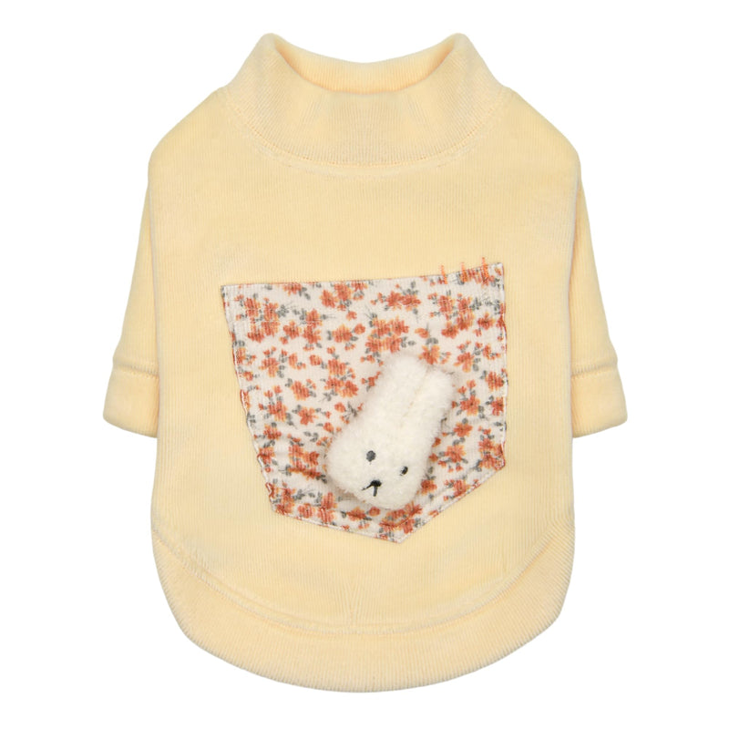 Pinkaholic New York Dora Cute Winter Mock Neck Shirt Flower Pattern for Small and Medium Dogs, Yellow, Medium - PawsPlanet Australia