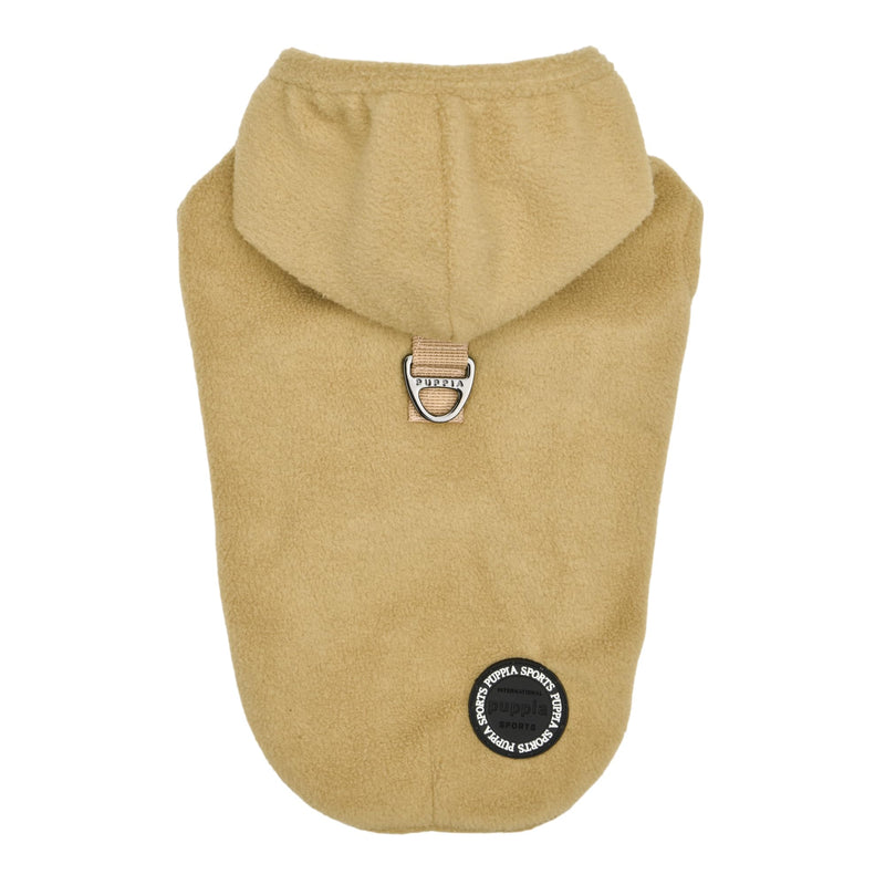 Puppia Zuko Warm Winter Hooded Polar Fleece Shirts with Integrated Harness for Small and Medium Dogs, Beige, Medium - PawsPlanet Australia