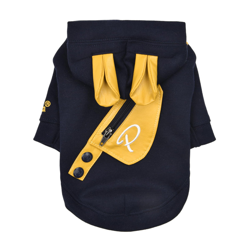Puppia Warrin Cute Winter Hooded Shirts for Small and Medium Dogs, Navy, Medium - PawsPlanet Australia