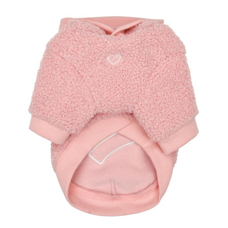Pinkaholic New York Ginevra Cute Winter Hooded Shirts Flat Vertical Ribs Pattern for Small and Medium Dogs, Indian Pink, Small - PawsPlanet Australia