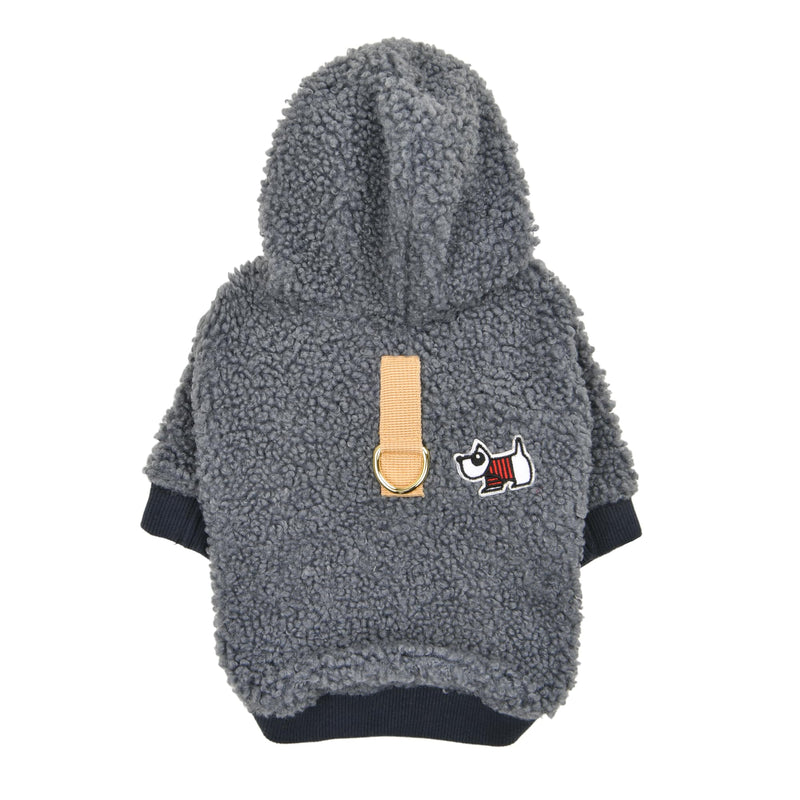 Puppia Lasta Cute Winter Hooded Fleece Shirts with Integrated Harness for Small and Medium Dogs, Teal, Medium - PawsPlanet Australia