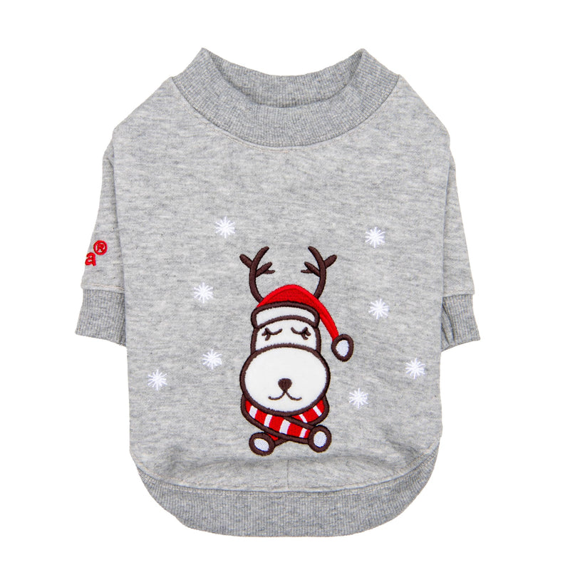 Puppia Dunder Holiday Winter Round Neck Shirts for Small and Medium Dogs, Melange Grey, Medium - PawsPlanet Australia