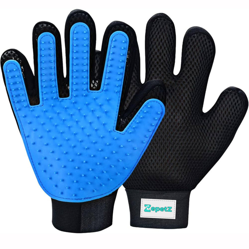 (1 Pair) Multi-Functional Pet Hair Remover Gloves for Gentle Grooming, Bathing, and Massaging Dogs, Cats, and Horses – Perfect for Reducing Shedding - Blue - 1 Pair, Right Hand & Left Hand included. - PawsPlanet Australia