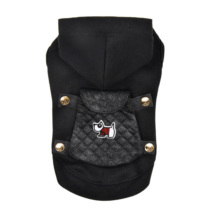 Puppia Rupert Cute Winter Hooded Shirts for Small and Medium Dogs, Black, Medium - PawsPlanet Australia