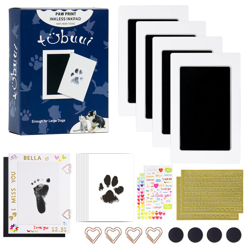 Paw Print Kit for Dogs Cats,Inkless Baby Hand and Footprint Kit, Dog Nose Print Kit,Clean Touch Ink Pad Kit,No Mess Newborn Baby Footprint Kit, Pet Paw Print Kit for Family Keepsake Medium (Pack of 4) Black - PawsPlanet Australia