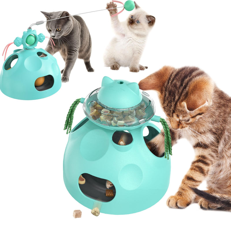 Interactive Cat Toys for Indoor Cats,4 in 1 Cat Treat Puzzle Slow Feeder Cat Wand Dancer Rolling Treat Ball Maze,Cat Treat Dispenser Puzzle Toy Cat Toys for Indoor Cats for Kitten Adult Cat - PawsPlanet Australia
