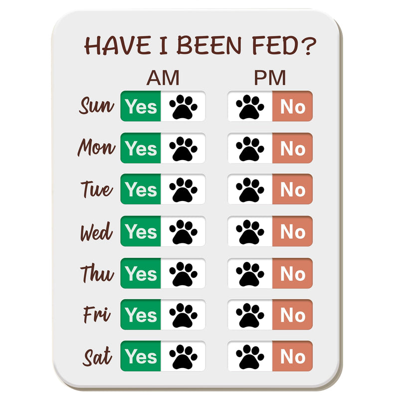 Dog Feeding Reminder, Dog Fed Sign Tracker -Daily Am/Pm Chart Slider Sign for Pet Fed and Pill Reminder, Easy to Use On Fridge Or Wall with Adhesive and Magnet,Pet Supplies Pattern White - PawsPlanet Australia