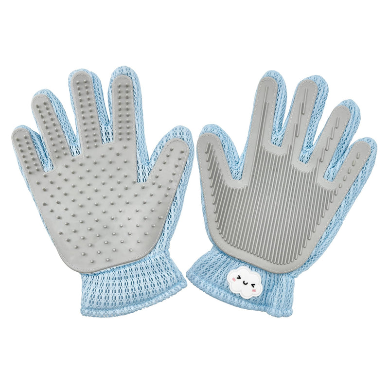 Pet Grooming Glove Gentle Silicone Massging Deshedding Bath Mitt Hair Remover Brush for Cats, Dogs, Rabbits, Hair Removal Tool for Carpet, Couch, Clothes (Blue) Blue - PawsPlanet Australia