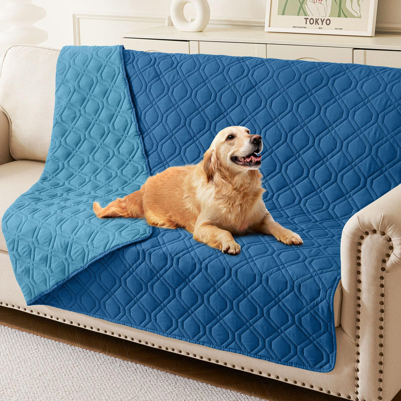 hyha Waterproof Dog Bed Blanket, Soft Pet Blankets, Waterproof Couch Cover for Dogs, Reversible Sofa Covers Washable for Furniture (52x82 Inch, Navy Blue/Blue) Navy Blue+blue 52x82 Inch - PawsPlanet Australia