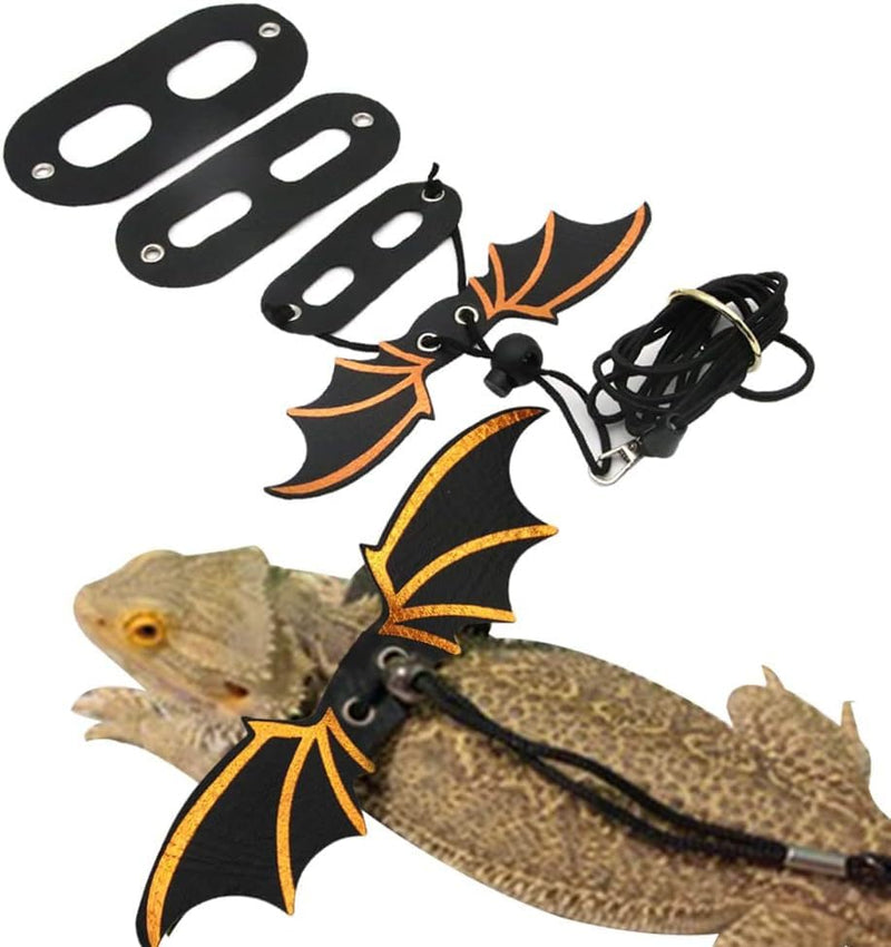 3 Size Pack Bearded Dragon Leash and Harness Set, Bearded Dragon Harness, Soft Leather Detachable Adjustable Reptile Lizard Wing Leash (Black) 3 Size Pack Black - PawsPlanet Australia
