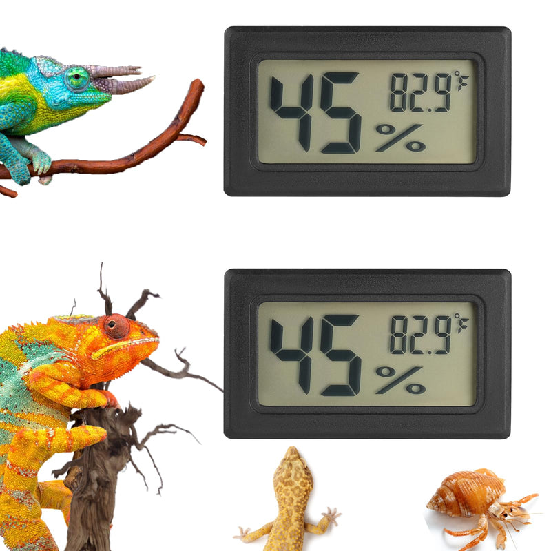 Reptile Thermometer and Humidity Gauge Digtal Terrarium Thermometer Rectangle Bearded Dragon Cage Accessories Reptile Temp and Humidity Gauge for Leopard Gecko Hermit Crab Gecko Lizard Etc 2pc - PawsPlanet Australia