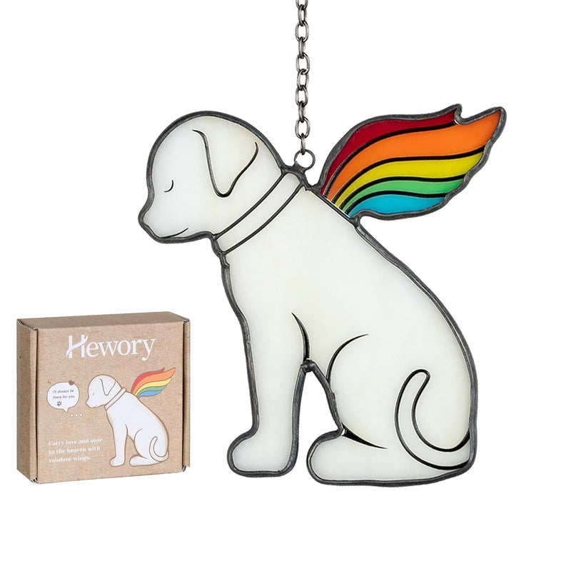Hewory Loss Dog Sympathy Gifts: Dog Memorial Gifts for Loss of Dog Sympathy Gift Stained Glass Window Hanging, Pet Bereavement Rainbow Wings Dog Passing Away Remembrance Memory Ornament for Dog Lovers - PawsPlanet Australia