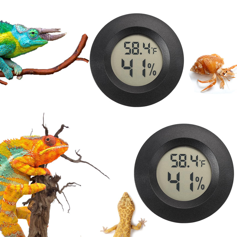 Reptile Thermometer and Humidity Gauge Digtal Terrarium Thermometer Circular Bearded Dragon Cage Accessories Reptile Temp and Humidity Gauge for Leopard Gecko Hermit Crab Gecko Lizard Etc 2pc 2 - PawsPlanet Australia