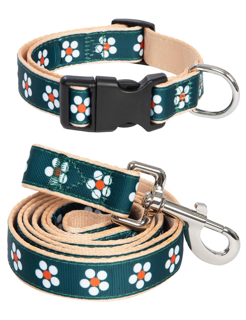 2PCS Floral Dog Collar and Flower Leash Set Pet Gift Adjustable Dogs Floral Collars for Small Medium Large Collars (S) S (7"-12") - PawsPlanet Australia