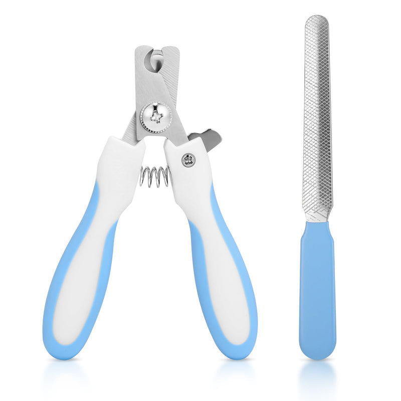 Pet Nail Clippers, Suitable for Both Cats and Dogs, A Half Moon Shaped Alloy Blade and A Rubber Material Handle with A File. Automatic Rebound Handle.Cat and Dog Universal（Blue） Blue - PawsPlanet Australia
