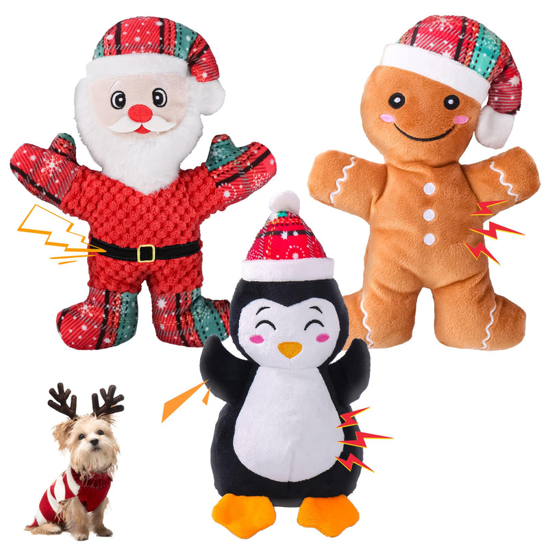 Dog Toys with Squeaker, 3 Pack Dog Chew Toys with Rope Clean Teeth, Cute Dog Squeaky Toys with Cotton Material, Interactive Durable Dog Plush Toy for Small, Large Dog - PawsPlanet Australia