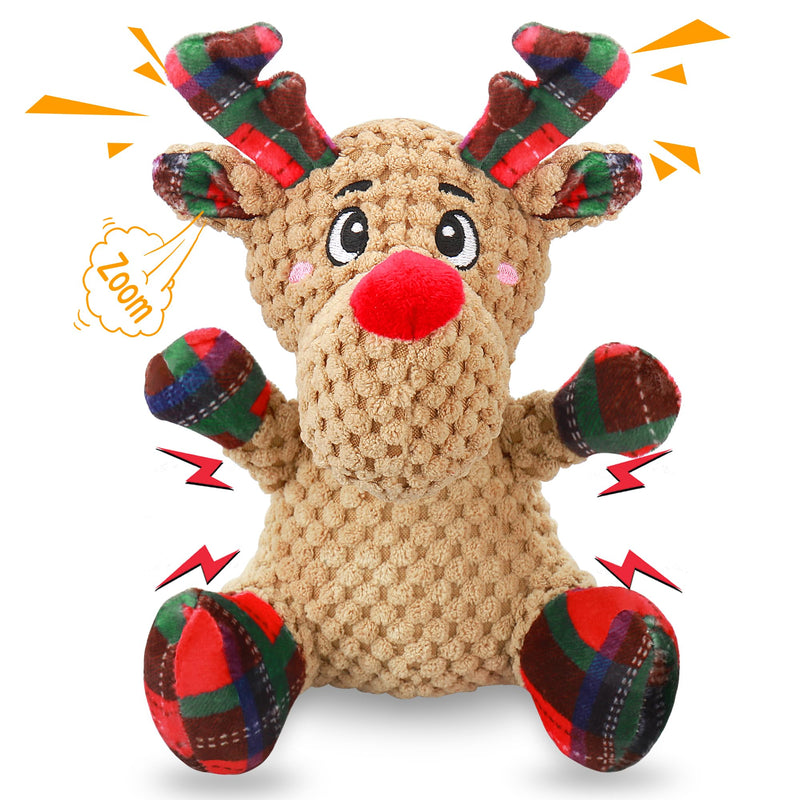 Squeaky Dog Toys, Dog Chew Toys with Crinkle Paper for Puppy, Small, Medium, Large Dogs, Interactive Pet Holiday Toys for Training and Reducing Boredom Elk - PawsPlanet Australia