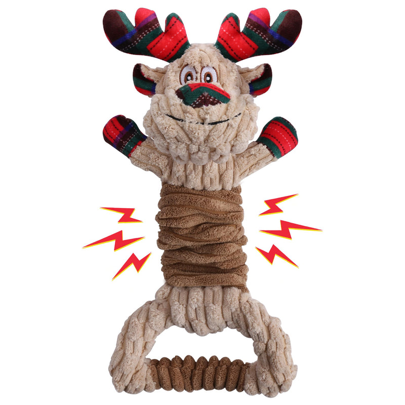Dog Toys with Squeaker, Plush Stuffed Animals Toys for Aggressive Chewers, Cute Squeak Toys for Large Medium Small Dogs, Interactive Dog Chew Toys, Durable Plush Dog Toys for Puppy Teething Rally Elk - PawsPlanet Australia