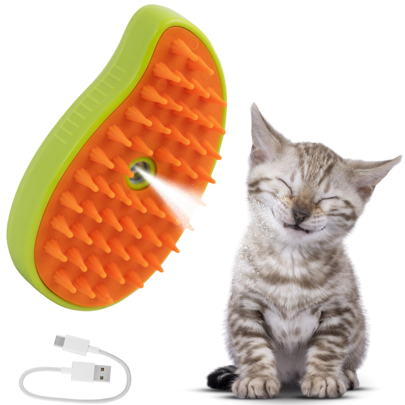 Cat Steam Brush for Shedding, Steamy Grooming Comb with Anti-Static Spray for Cats & Dogs, Gentle Defur Comb for Tangled & Loose Hair, Ergonomic Pet Mist Brush Design, Cepillo de Vapor para Gato Perro - PawsPlanet Australia