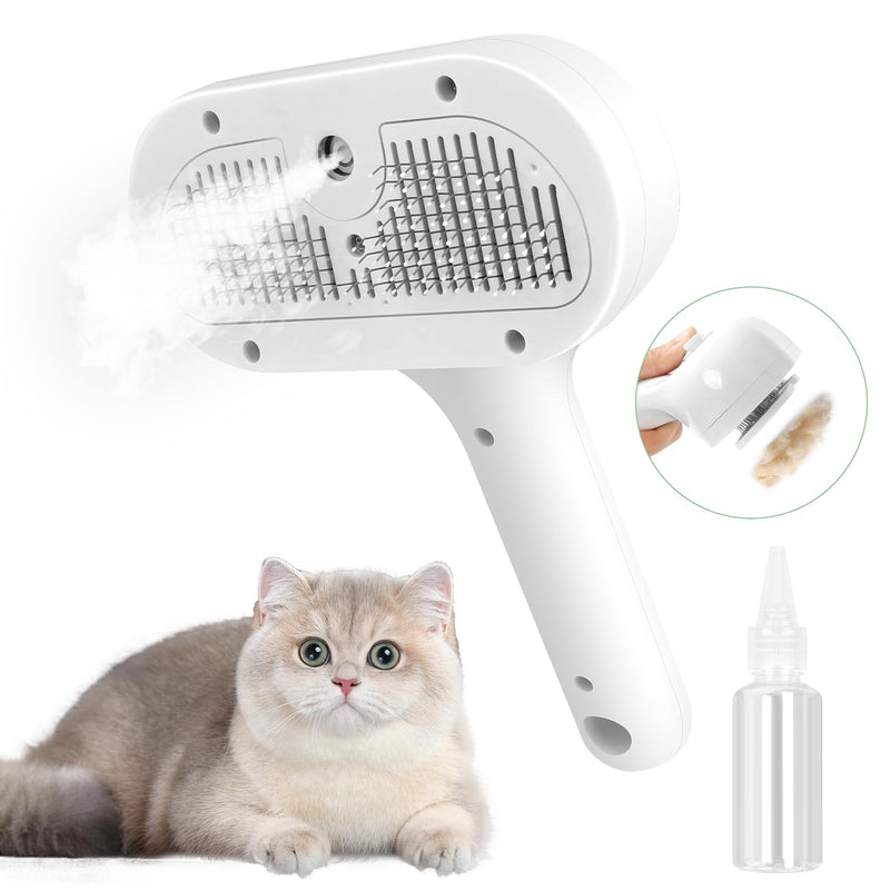ETACCU Cat Steam Brush, 3 in 1 Cat Steam Brush for Shedding & Grooming, Steam Brush for Dogs/Cats, Remove Tangled Loose Hair for Long & Short Haired, Self Cleaning Pet Steam Brush with Release Button - PawsPlanet Australia