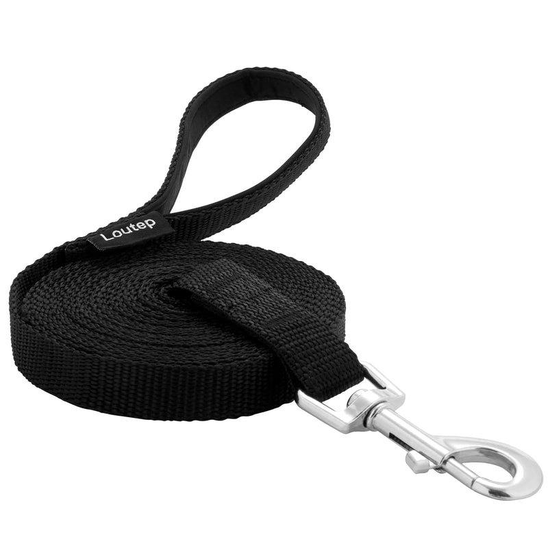 Dog Training Leash 15ft 20ft 30ft 50ft 100 feet - Extra Long Leash for Dogs with Padded Handle for Small Medium & Large Puppy Breed, Outdoor obedience, Agility Nylon Recall line Lead 2mm Black - PawsPlanet Australia