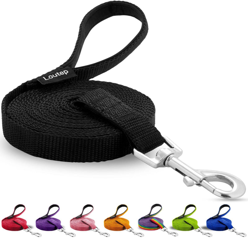 Dog Training Leash - Long Line for Recall & Obedience, Nylon Training Lead with Padded Handle, 15 ft / 20 ft / 30 ft / 50 ft / 100 ft - Long Leash for Dogs Outside, Small/Medium/Large 100ft Black - PawsPlanet Australia