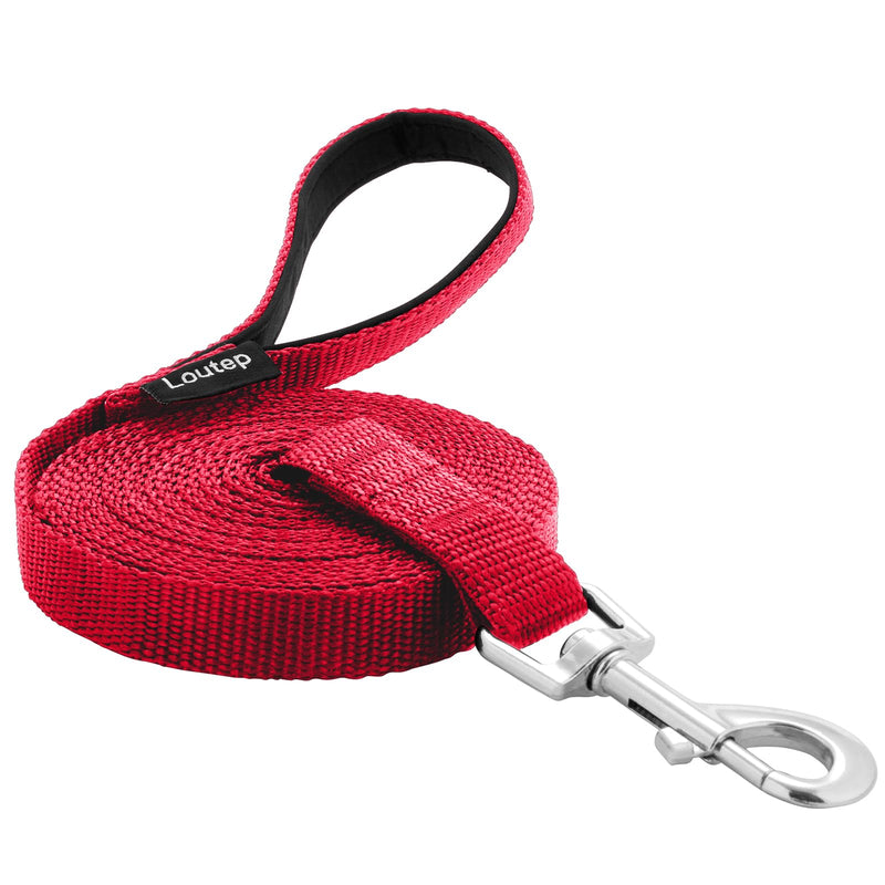 Dog Training Leash - Long Line for Recall & Obedience, Nylon Training Lead with Padded Handle, 15 ft / 20 ft / 30 ft / 50 ft / 100 ft - Long Leash for Dogs Outside, Small/Medium/Large 50ft Red - PawsPlanet Australia