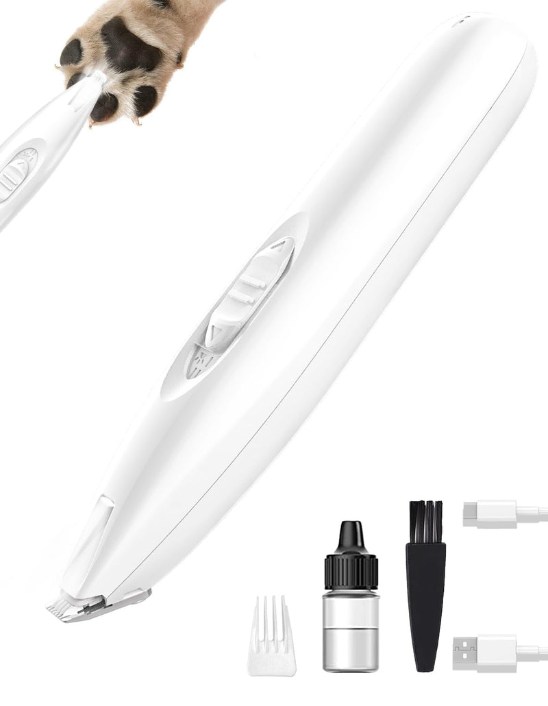 KIKETECH LED Dog Paw Trimmer - Cordless, Low Noise Dog Clippers for Grooming, Rechargeable Small Area Shaver for Clippers Cats, IvoryWhite - PawsPlanet Australia