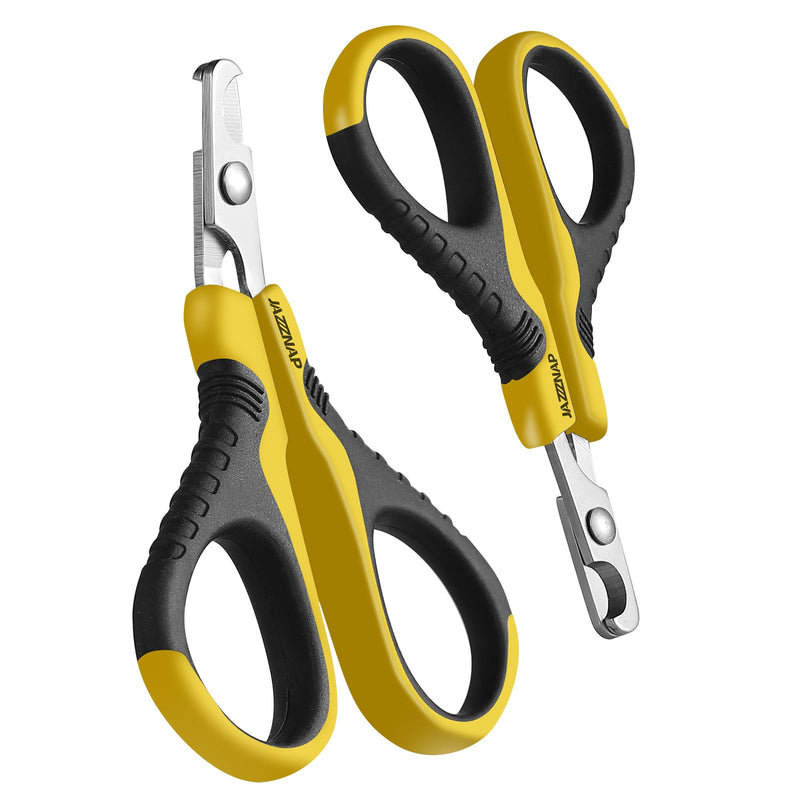 JAZZZNAP Cat Nail Clippers, Pet Nail Cutter Kitten Nail Trimmers for Cat, Puppies, Birds, Curved and Flat Tips with Non-Slip Handle (Yellow) Yellow - PawsPlanet Australia
