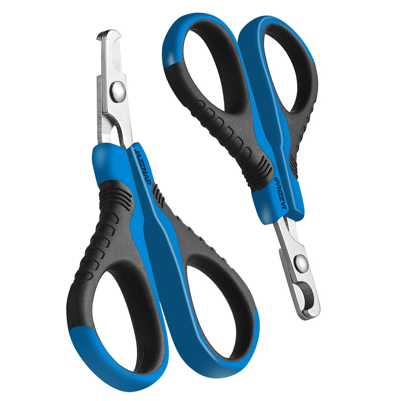 JAZZZNAP Cat Nail Clippers, Pet Nail Cutter Kitten Nail Trimmers for Cat, Puppies, Birds, Curved and Flat Tips with Non-Slip Handle (Blue) Blue - PawsPlanet Australia